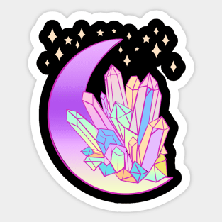 Pastel Goth Crystal Cluster Witchy Moon Sticker